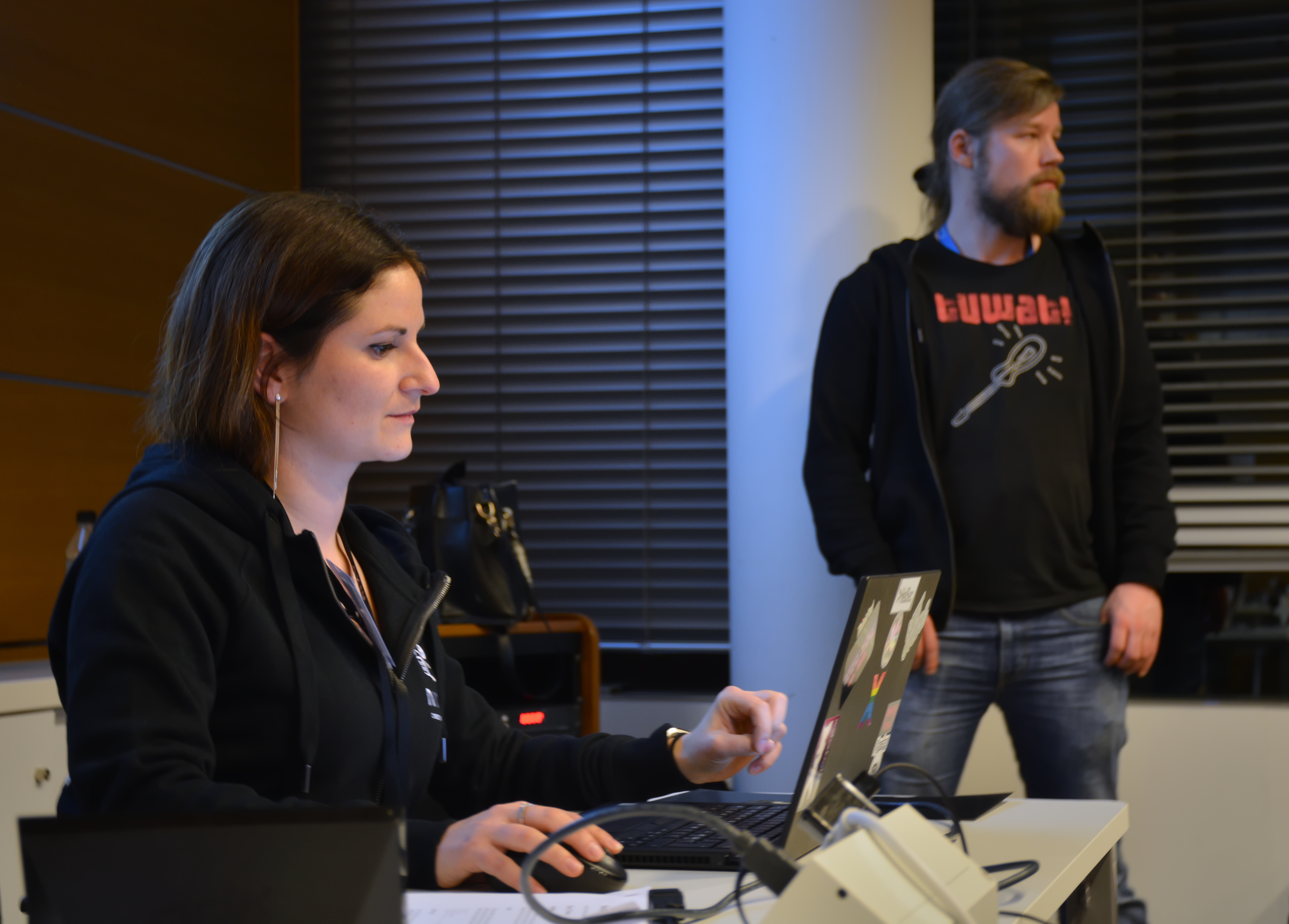 Flavia and Antti are demonstrating Splunk usage for the participants
