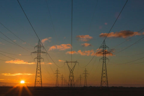 Energy grid at sunset